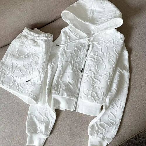 2 Piece Sets Womens Outfits Spring Fashion Skinny Hooded Sho