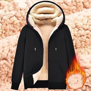 Front Pockets Wool Sweatshirt Lamb Coat Zipper rendy Warm