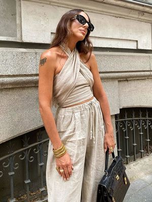 Soft Women Linen Pants Set 2024 Summer Fashion Ladies Elegan