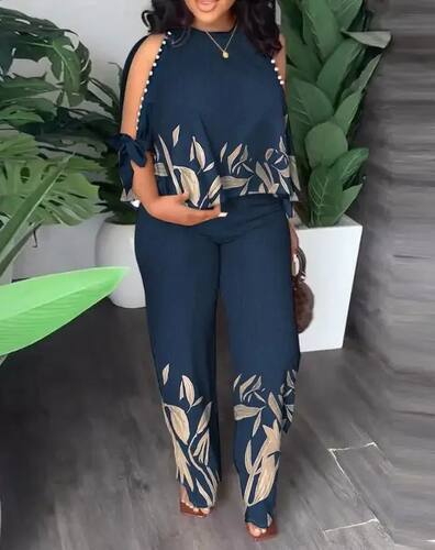 Two Piece Sets Women Outifit 2024 Summer Fashion Plants Prin