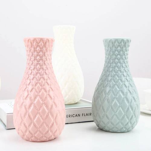 Unbreakable Plastic Flower Vase Decoration Home White Imitat