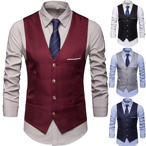 Suit Vest Male Groomsmen Dress Vest Business Casual Suit Men