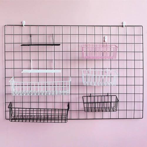 Grid Photo Wall Accessories Hanging Basket Wrought Iron Wall