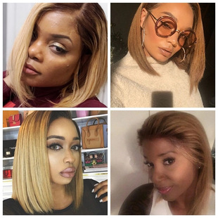 Female Short Hair Brown Highlights Bobo Short Straight Hair