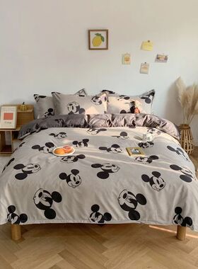 Mickey Mouse Bedding Set Kid Single Double King Size Flat Sh
