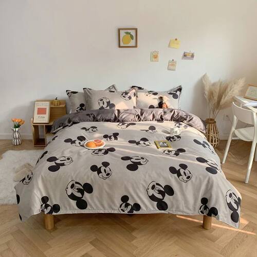 Mickey Mouse Bedding Set Kid Single Double King Size Flat Sh