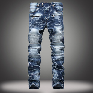 Supply Of Men's Jeans, Nostalgic Motorcycle Jeans, Straight-