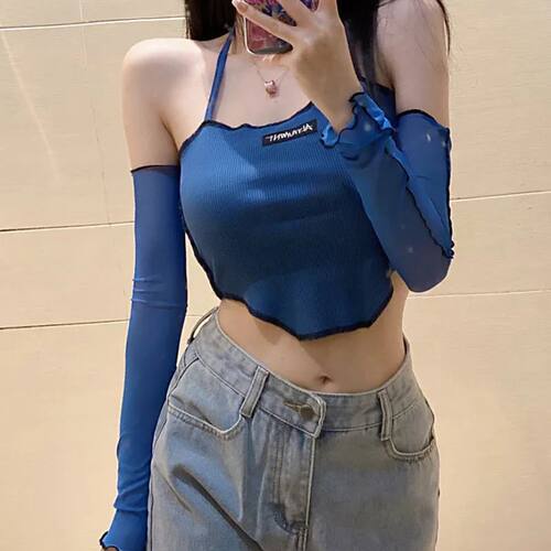 Women Ribbed Crop ops, Sleeveless Neck Hanger Camisole ops O
