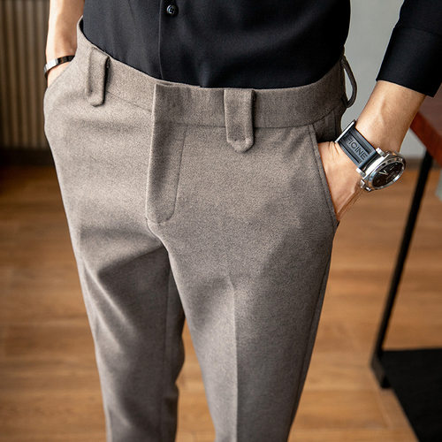 Men's Woolen Suit Trousers, Men's Business Slim And Thickene