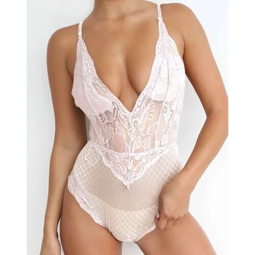 Sexy Jumpsuits Lace Mesh Bodysuit Women Floral Embroidery De