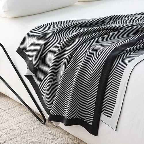Nordic Knitted Blanket Throw Stripe Sofa Leisure ver Homesta