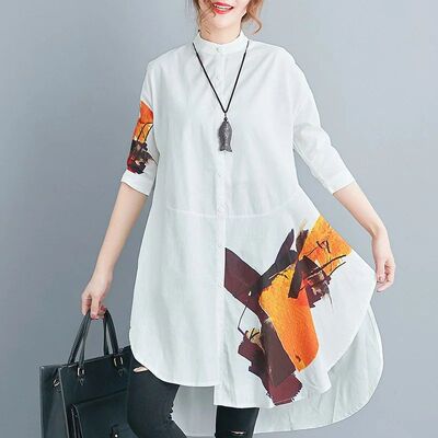 Blouses For Woman 2024 Korean Fashion Vintage Shirt Irregula