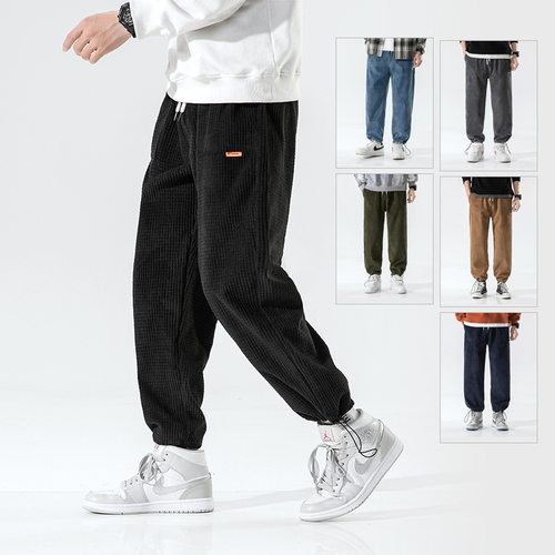 2024 Men's Casual Pants Korean Style rendy Corduroy Loose Sp