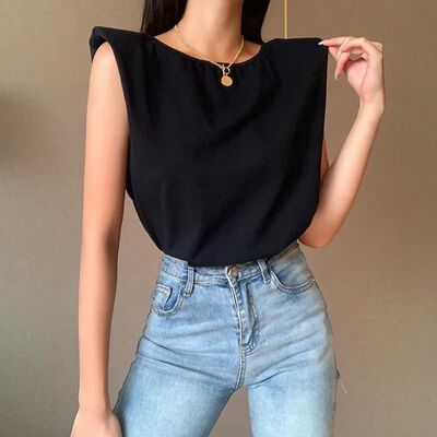 Fashion Woman Blouses 2024 Summer Sleeveless Top Female O Ne