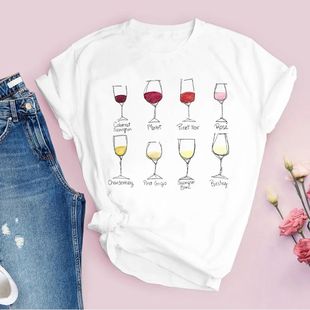 Lady variety Print Fashion wine ops Women rend Tshirt