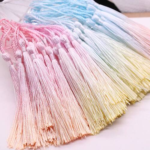 15pcs 13cm Gradient Tassels Hanging Rope Bookmark Polyester