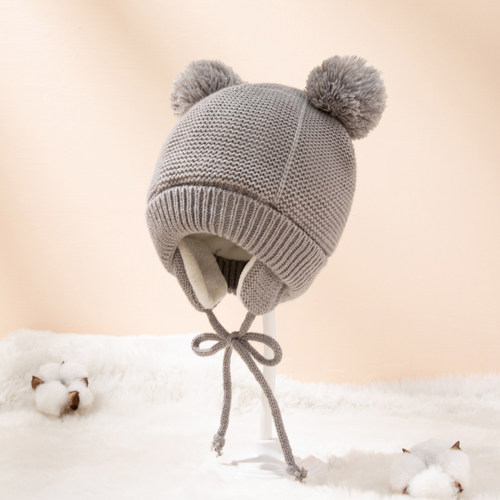Cute Knit Hat Pompom Baby Hat Thick Warm Baby Girl Boy Hat B