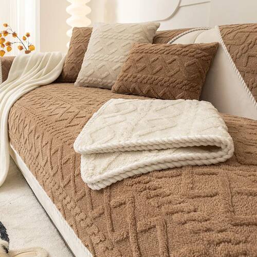 Sofa Seat Slipvers Solid Color Plush Jacquard Housse Canape