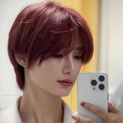 Micro-fragmented ver Bury Short Straight Hair With Oblique B