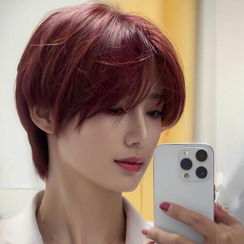 Micro-fragmented ver Bury Short Straight Hair With Oblique B