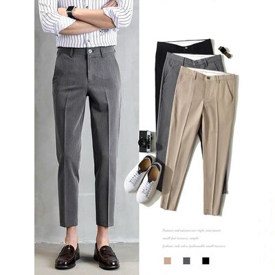 Drapey Nine-point Suit Pants For Men With Slim Feet And Smal