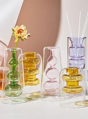 Nordic creative colored glass vase ornaments creative hydrop