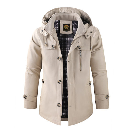 Mid-length Men's Hooded Jacket, Men's Washed Manufacturer's