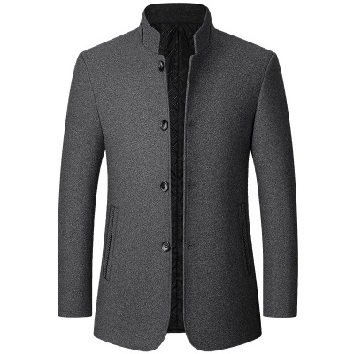 Men's Woolen Jacket Men's Tunic Stand Collar Middle-aged Men
