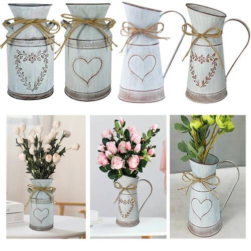 Vintage Garden Metal Flower Vases Home Wedding Artificial Fl
