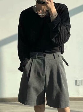 Five Point Trousers Men's Straight Loose Korean Style rendy