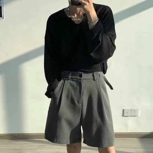Five Point Trousers Men's Straight Loose Korean Style rendy