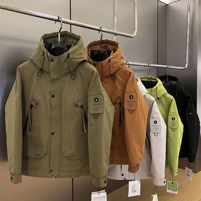 Workwear Down Jacket Men's 2024 Thickened Warm Hooded Jacket