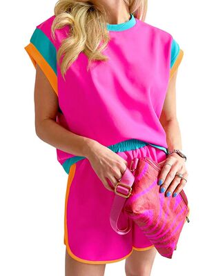 Women's Sports Two-piece Set Suit Summer New Casual O-neck T