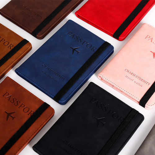 Pu Leather Strap Passport Bag Rfid Passport Clip Protection