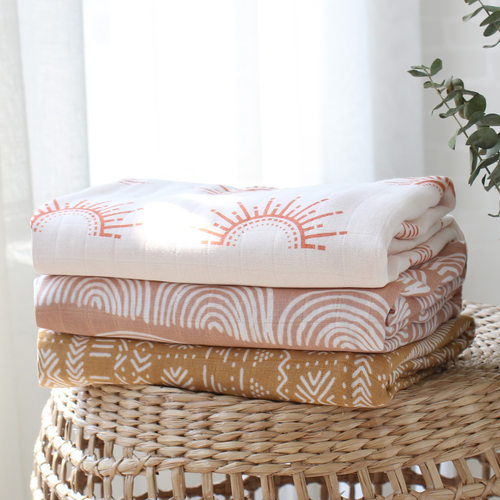 Bamboo Cotton Soft Baby Blankets Newborn Muslin Swaddle Blan