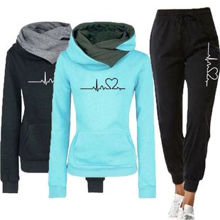 Woman Tracksuit Two Piece Set Winter Warm Hoodies+Pants Pull
