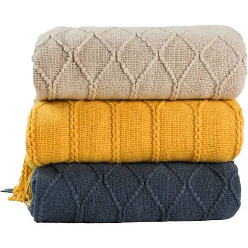 Inya Knitted Blanket Solid Color Waffle Embossed Blanket Nor