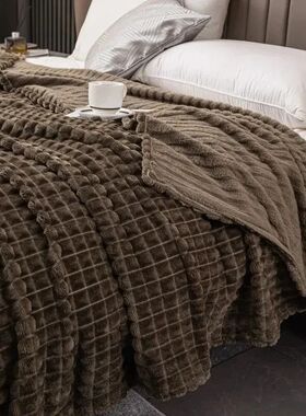 A Checked Milk Velvet Bed Blanket, Children, Adults, Warm Wi