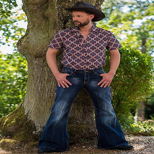 Pants Men Retro Style Punk Flared Denim rendy Ins