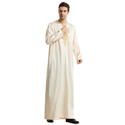 Ready Stock Middle Eastern Stand Collar Embroidered Robe, Th