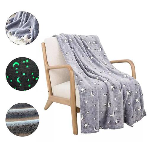 Luminous Warm Flannel Blankets Night Fluorescent Geometric P