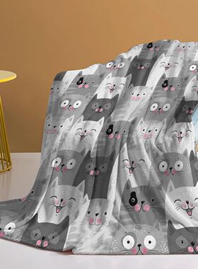 Pink Face Grey Cat Blanket Printed Throw Blanket Plush Fluff