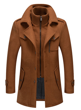 Men's Business Woolen Coat Double Collar Cold-resistant Wool