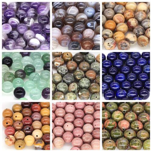 4/6/8/10mm Natural Round Stones Loose Beads for Jewelry Maki