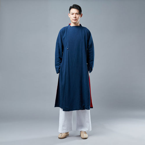 Cloth Silver Buckle Contrast Color Robe Male Ethnic Art Styl