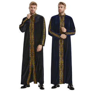 Middle Eastern Velvet Ready Embroi Gold Stock Factory Men