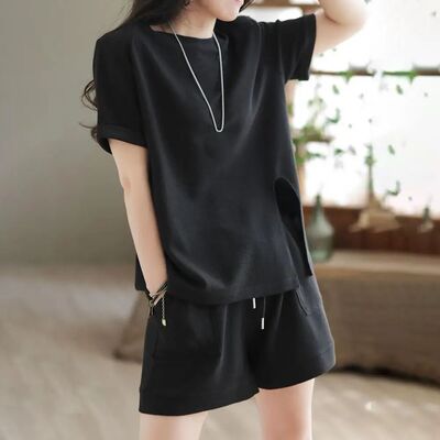Casual Shorts Set Simple Style Sweat Absorption Lint Free Po