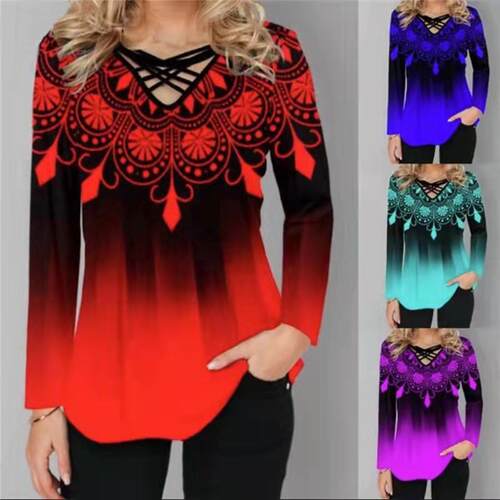 Women's Fashion Elements Digital Printed Casual Long-sleeved