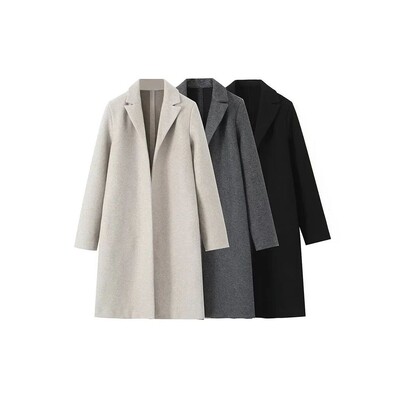 Willshela Women Fashion Solid Open Stitch Long rench Coats V