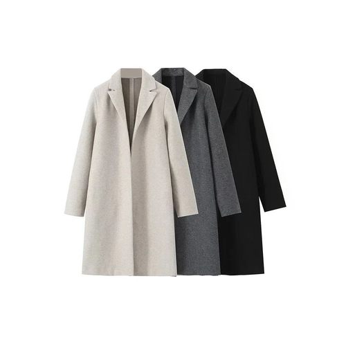 Willshela Women Fashion Solid Open Stitch Long rench Coats V